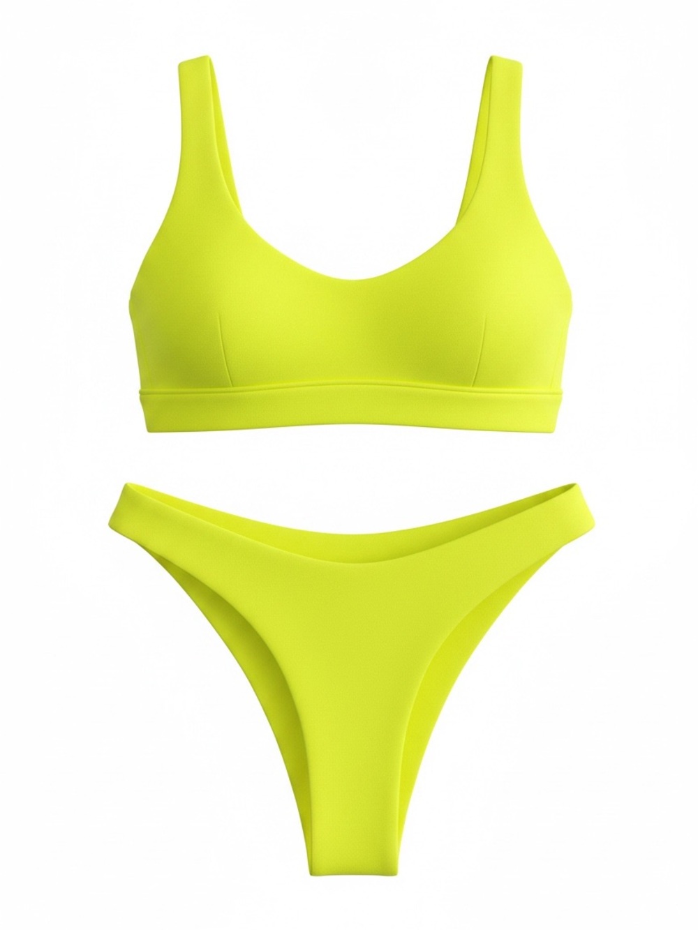 Zaful Vibrant Yellow Bikini Set -Hi Cut Bottoms & Bralette Top SZ S /4 EUC